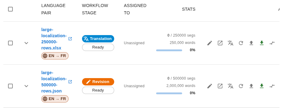 Large Excel and JSON files in the project workflow