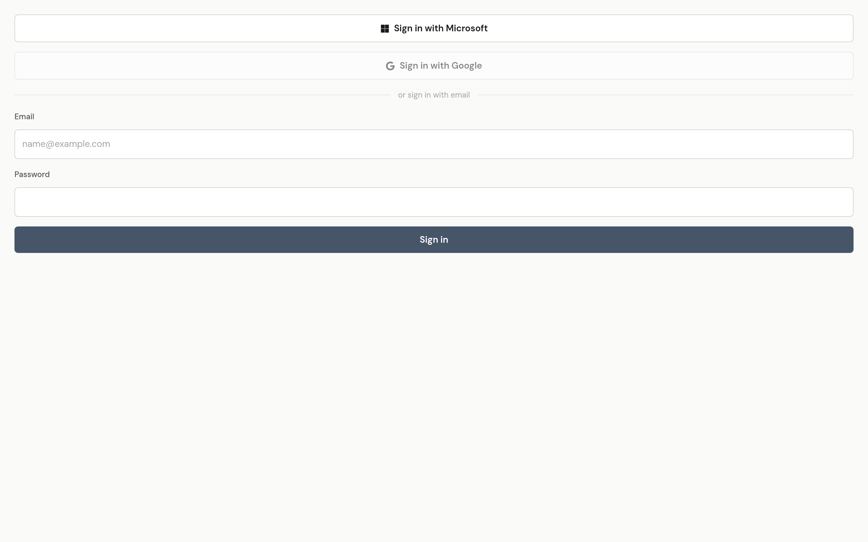 The sign-in page